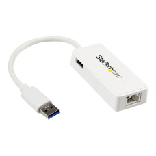 Adaptador Tarjeta de Red NIC Externa USB 3.0 de 1 Puerto Gigabit Ethernet RJ45 y Puerto USB - Blanco USB31000SPTW - StarTech.com