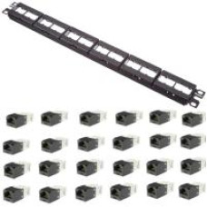 Panduit Kit Pannet CAT 6, Patch panel + 24 modulos negros Panduit Kit Pannet CAT 6, Patch panel + 24 modulos negros