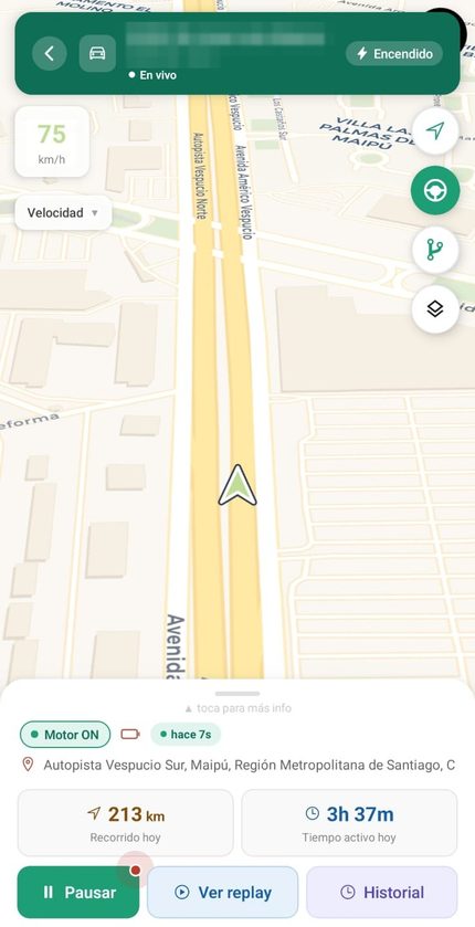 App MEGA GPS: seguimiento de una unidad en el mapa